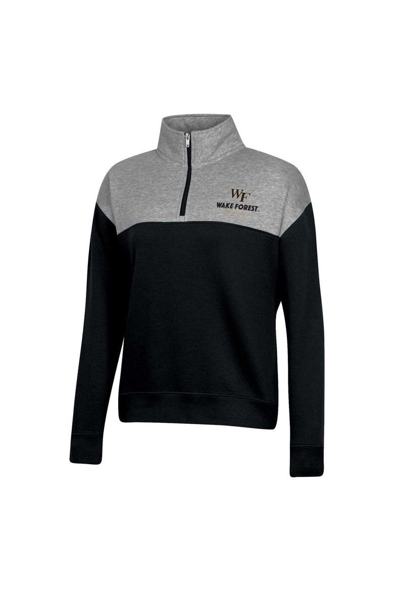 Women's Champion  Black Wake Forest Demon Deacons Color-Blocked Quarter-Zip Sweatshirt, Alternate, color, Black