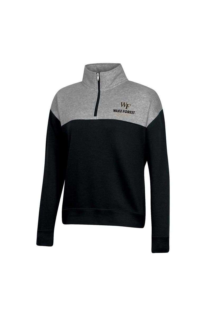 Champion Women's Champion  Black Wake Forest Demon Deacons Color-Blocked Quarter-Zip Sweatshirt, Alternate, color, Black