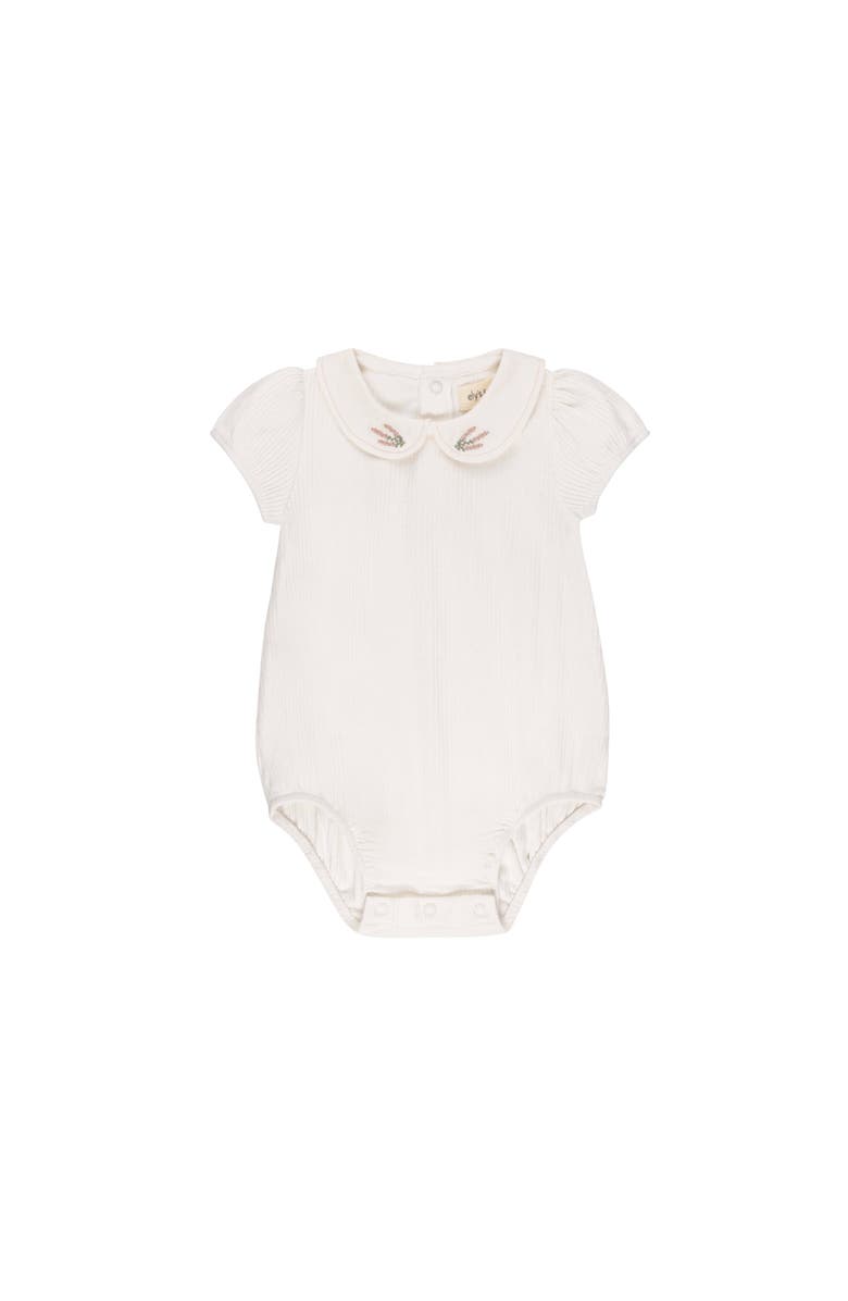 Ely's & Co. Organic Cotton Embroidered Collar Collection - Romper, Main, color, Ivory Heather
