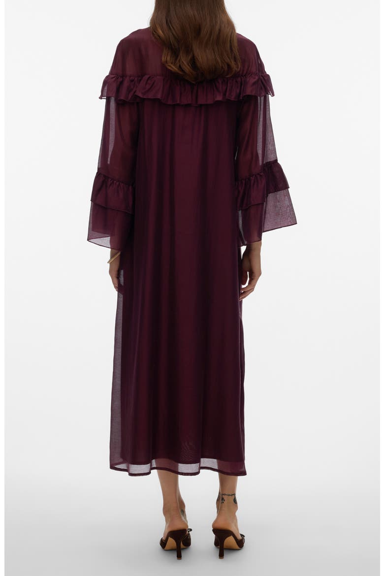 Jenna Ruffle Detail Long Sleeve Dress, Alternate, color, WINETASTING