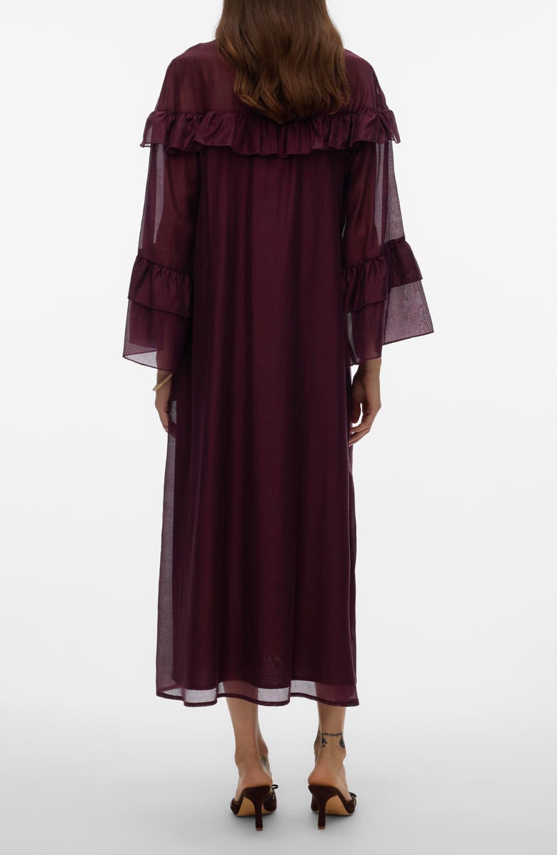 VERO MODA Jenna Ruffle Detail Long Sleeve Dress, Alternate, color, Winetasting