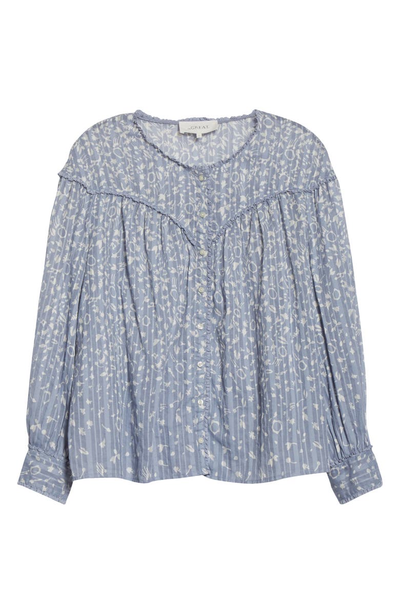 THE GREAT. The Folk Floral Print Top, Alternate, color,