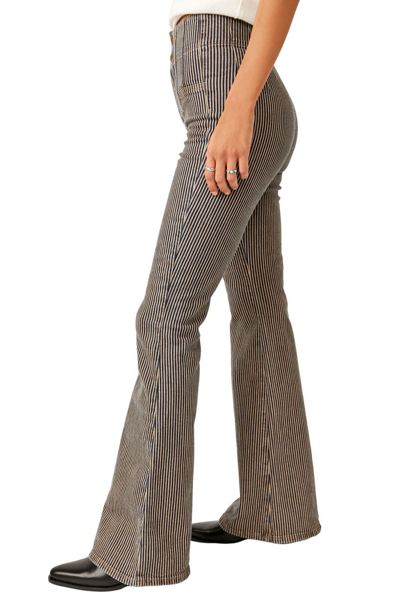 Free People Jayde Railroad High Waist Flare Jeans, Alternate, color, 