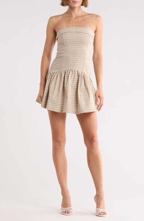 Foldover Strapless Drop Waist Minidress