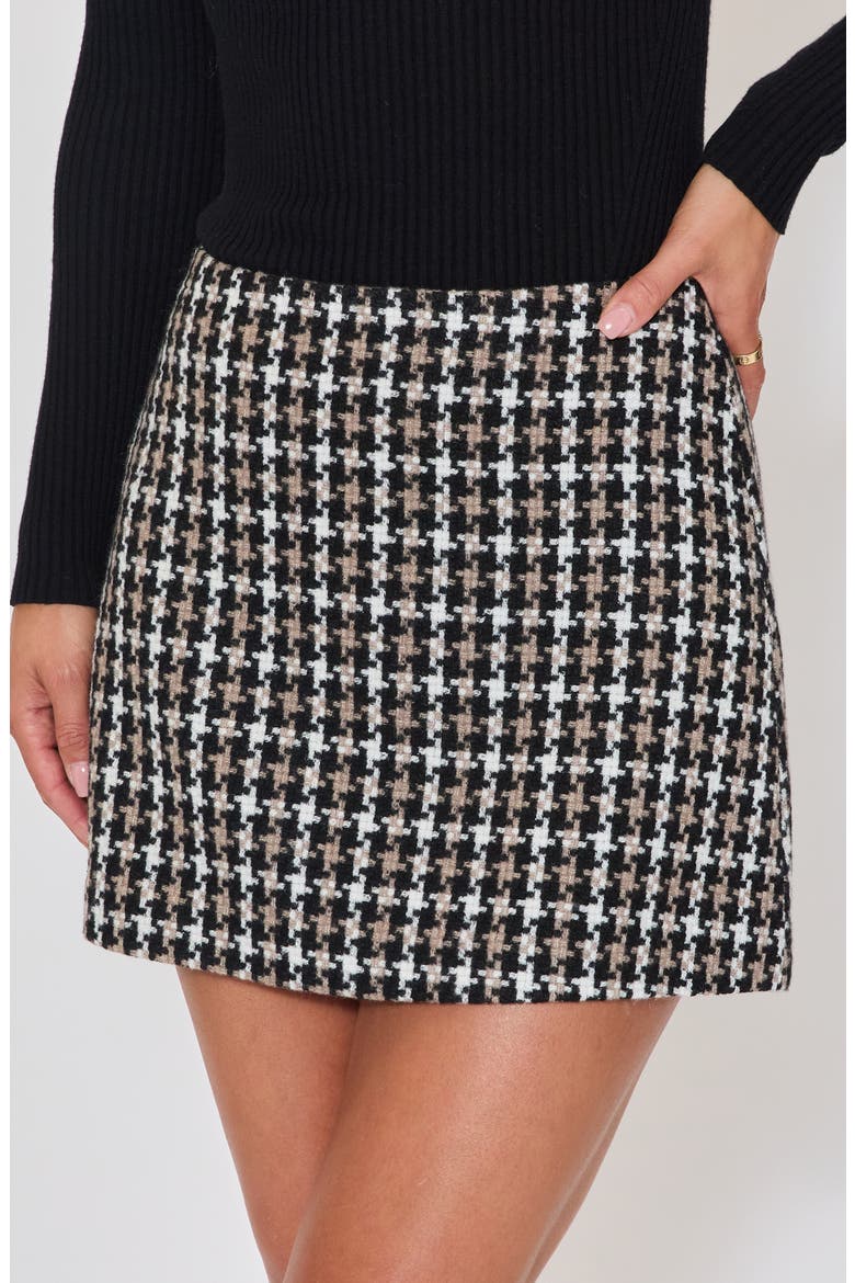 Modern Prep Textured Check Miniskirt, Alternate, color, BLACK/ TAUPE