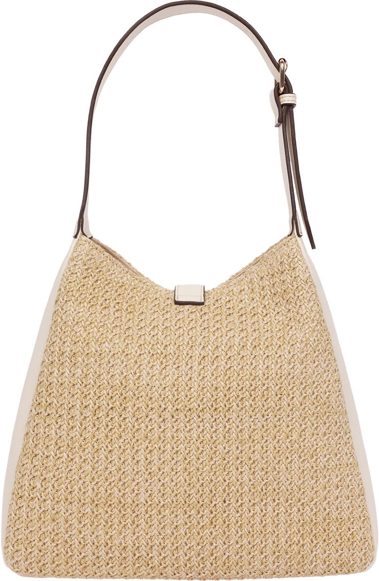 Tommy Bahama Logo Tab Raffia Shoulder Bag, Alternate, color, Cream