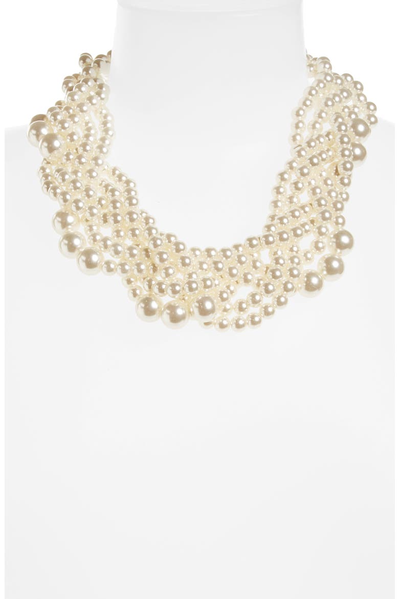 Bubblestream Imitation Pearl Necklace, Alternate, color, PEARL