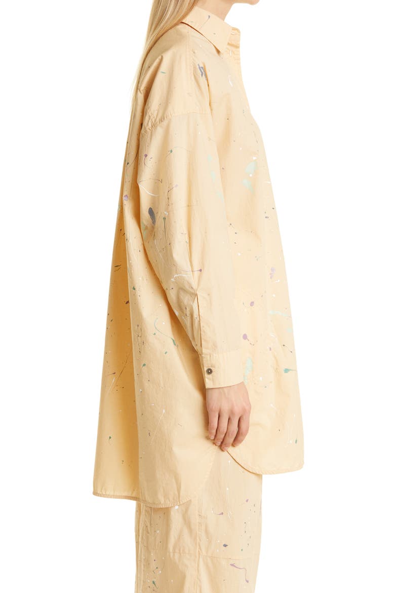 Splatter Cotton Poplin Button-Up Shirt, Alternate, color, BUTTER COMBO