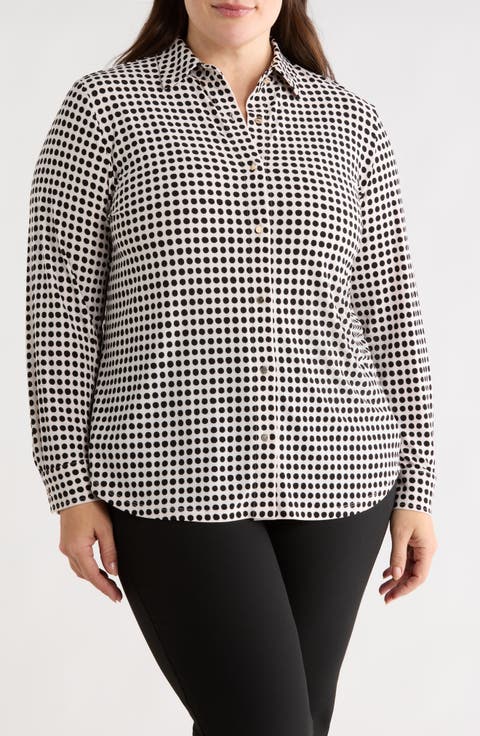 Polka Dot Button-Up Shirt (Plus)