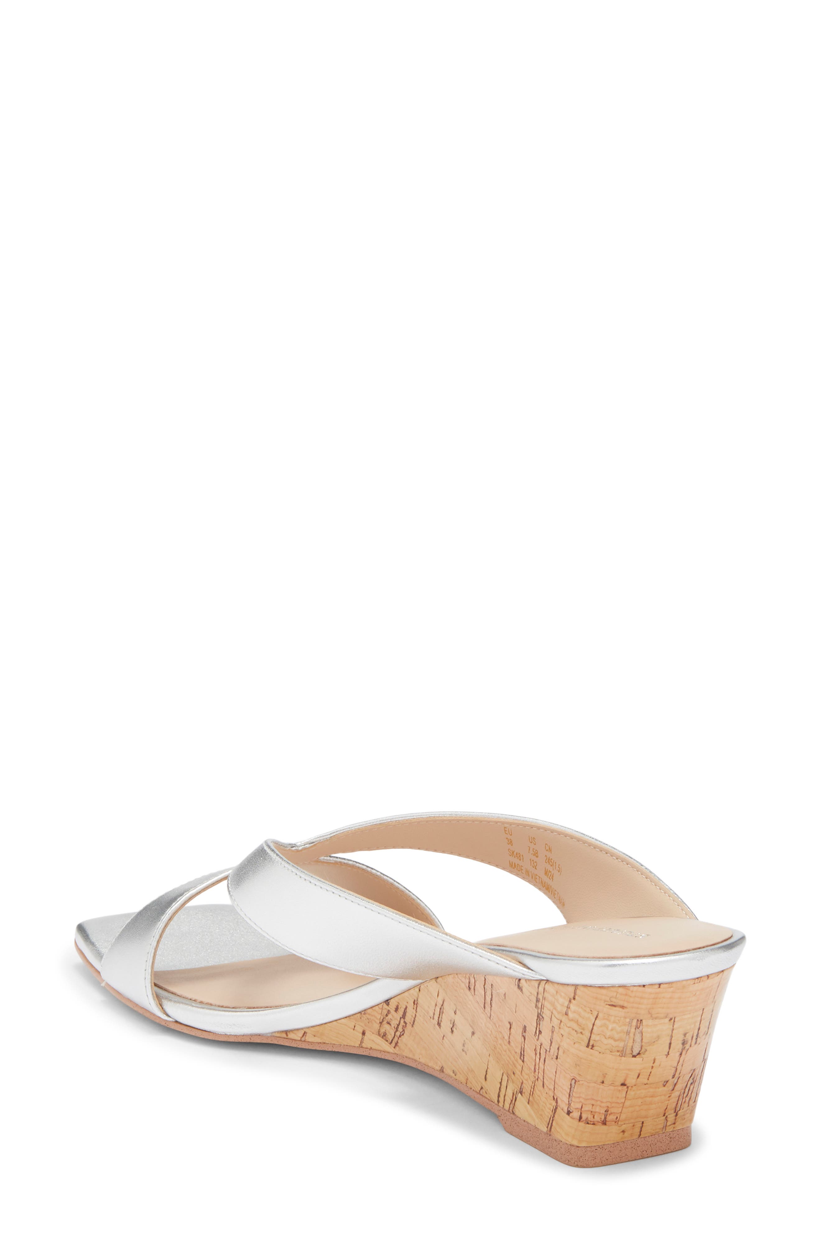 Stuart Weitzman Miami Wedge Slide Sandal, Alternate, color, Silver