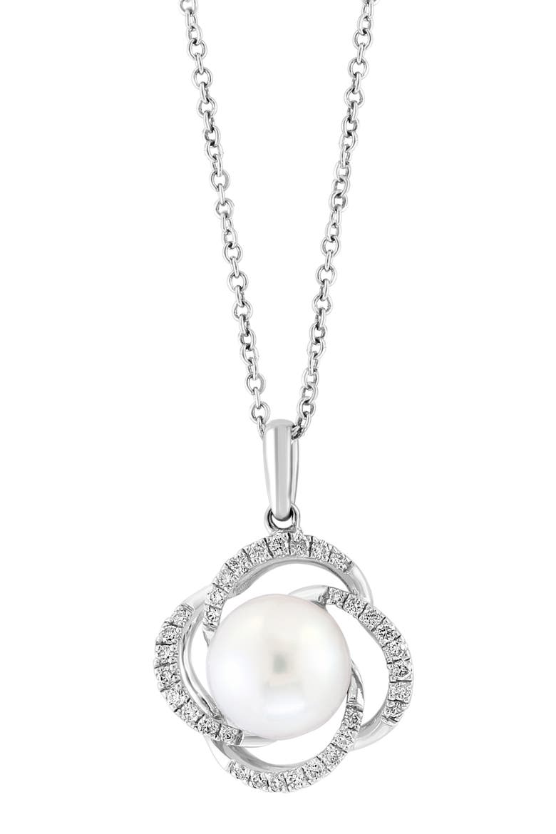 Sterling Silver 8–9mm Freshwater Pearl & Diamond Pendant Necklace - 0.15ct., Main, color, WHITE