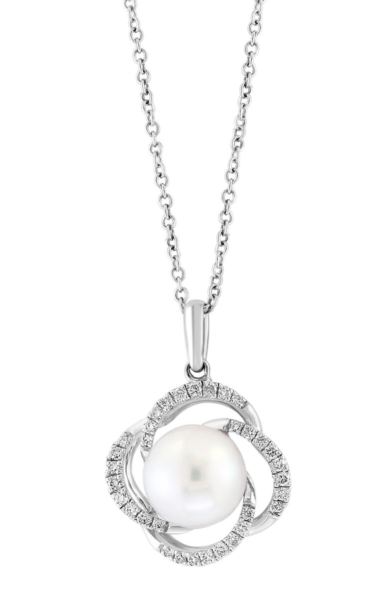 EFFY Sterling Silver 8–9mm Freshwater Pearl & Diamond Pendant Necklace - 0.15ct., Main, color, 