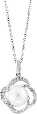 EFFY Sterling Silver 8–9mm Freshwater Pearl & Diamond Pendant Necklace - 0.15ct.