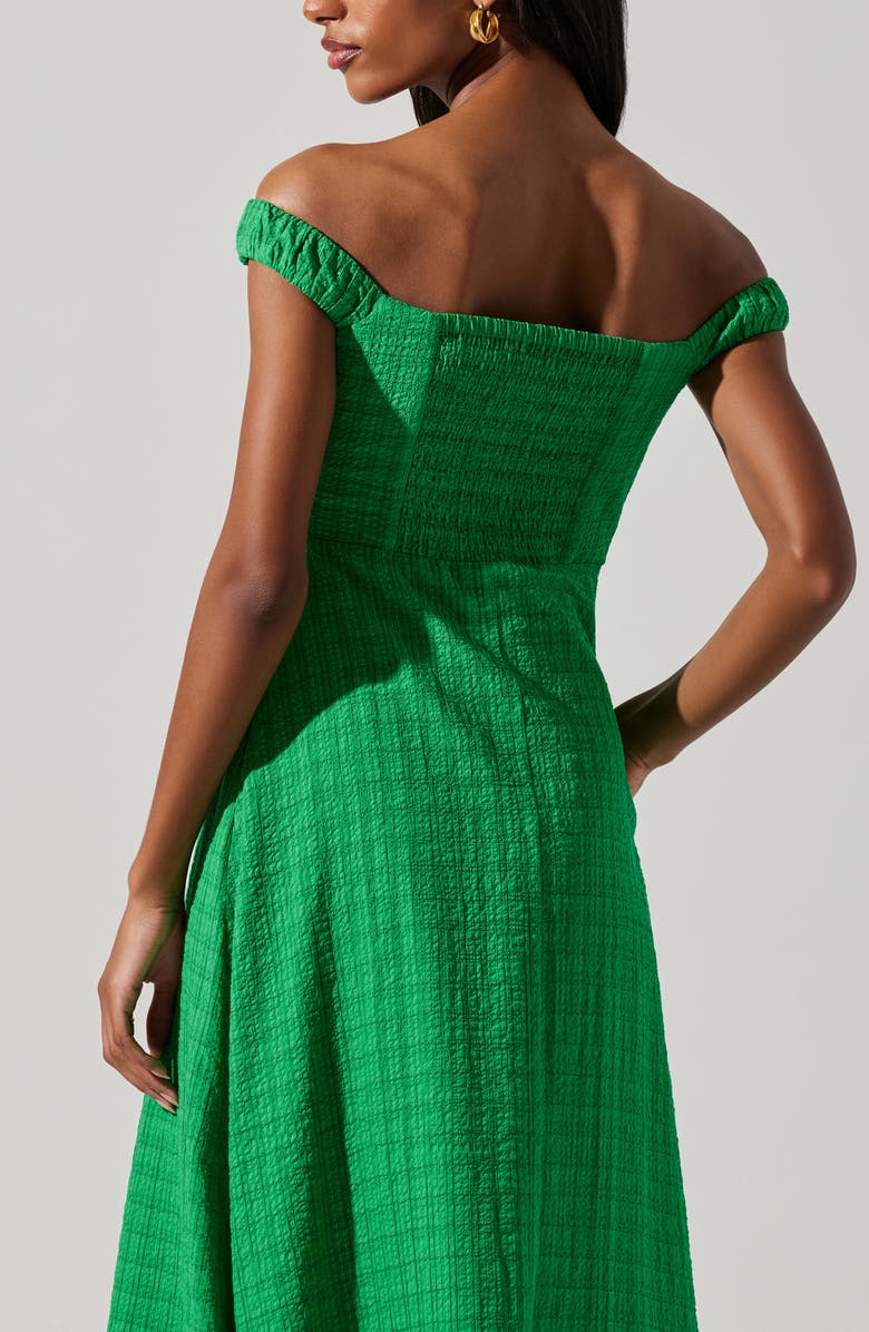 ASTR the Label Harlyn Off the Shoulder Textured Midi Dress, Alternate, color, 