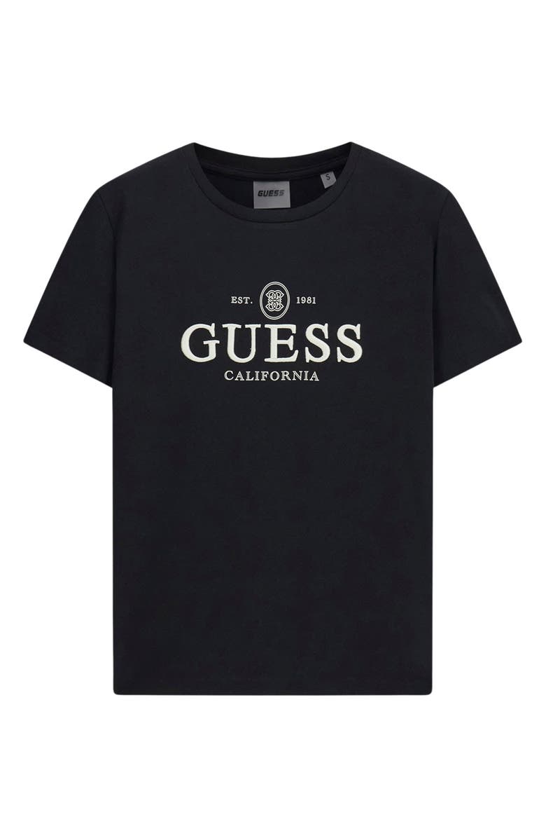 GUESS Arabella Graphic Print Organic Cotton Blend T-Shirt, Alternate, color, Black-Black