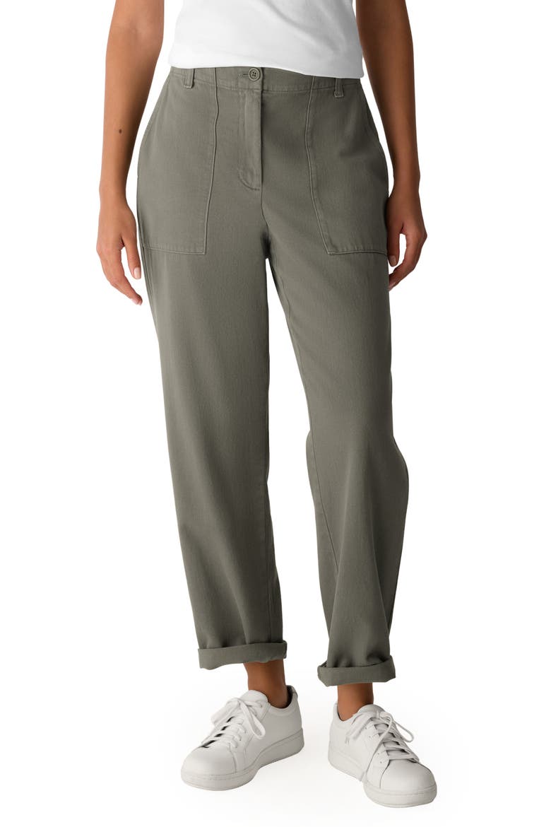 Easy Tapered Organic Cotton Pants, Main, color, BAYLEAF