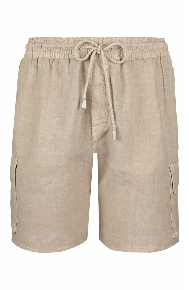 Vilebrequin Men's Linen Bermuda Cargo Pockets Shorts, Main, color, Safari