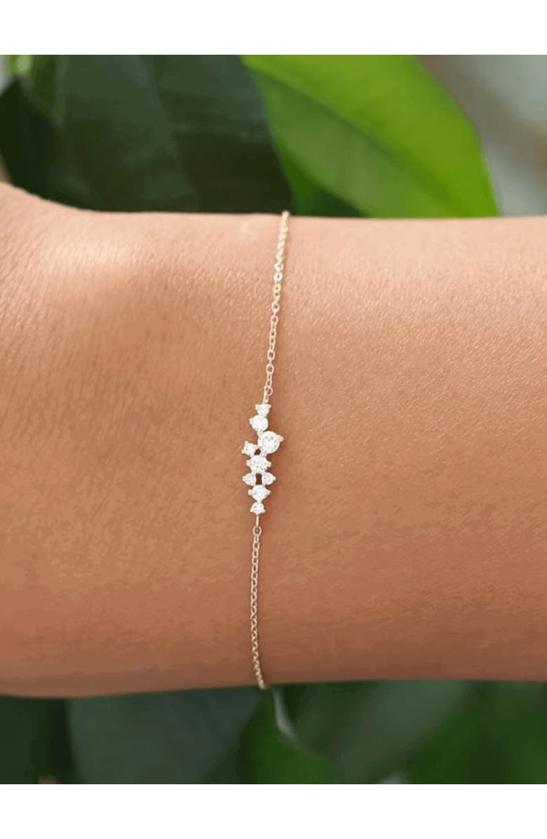 Hollywood Sensation Perla Chain Link Bracelet with Round Cut Cubic Zirconia Cluster, Alternate, color, Gold