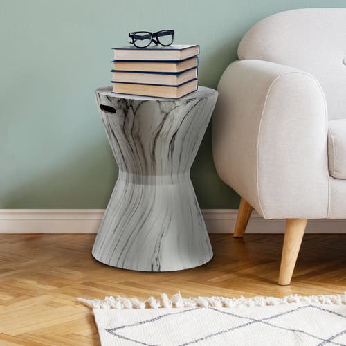 Jonathan Y African Drum 17.3" Marble Finish Ceramic Garden Stool In White Marble Finish