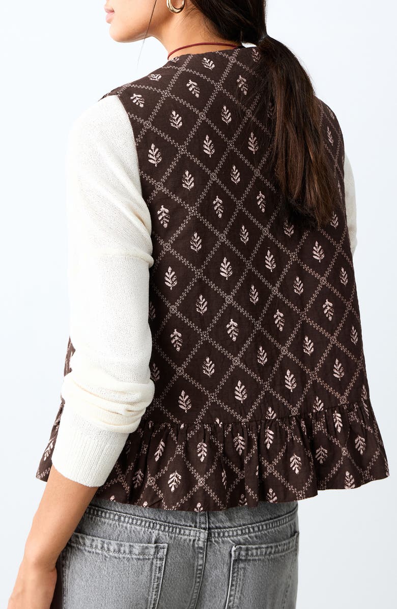 MANGO TEEN Ruffle Hem Padded Vest, Alternate, color, Brown