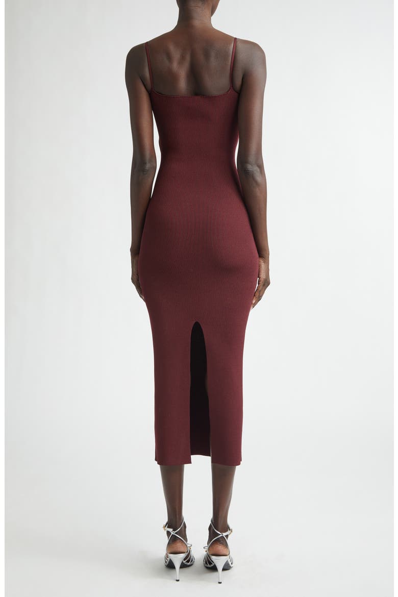 Safety Pin Rib Knit Midi Dress, Alternate, color, BURGUNDY