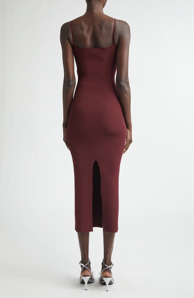 Versace Safety Pin Rib Knit Midi Dress, Alternate, color, Burgundy