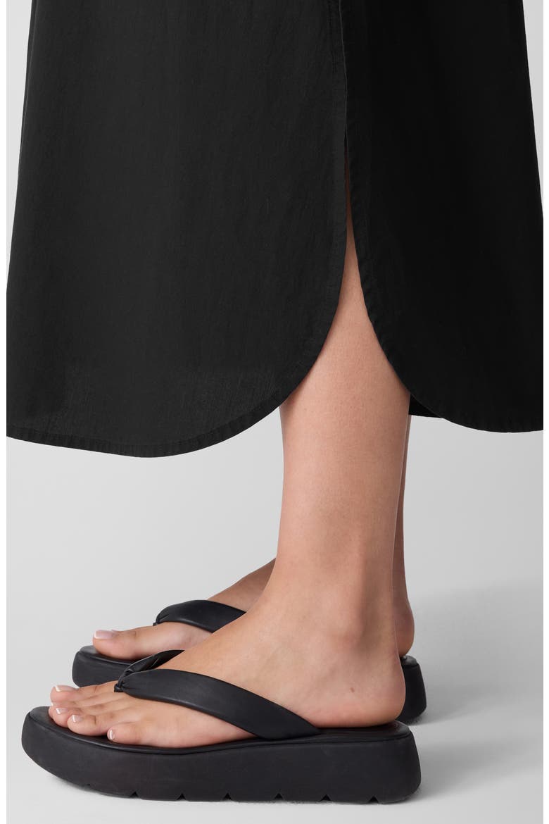 Curved Hem Organic Cotton Midi Skirt, Alternate, color, BLACK