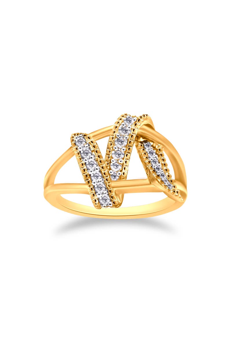 Haus of Brilliance 14K Yellow Gold Plated Silver 1/4 Cttw Diamond Interlocking Bypass Ring, Alternate, color, Yellow