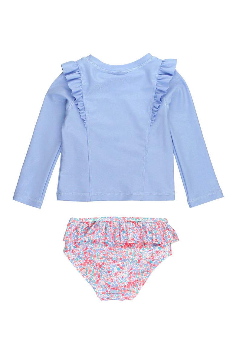 KIds Shimmer Ruffled Two-Piece Rashguard Swimsuit, Alternate, color, PERIWINKLE