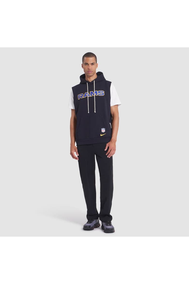 Men's Nike Midnight Blue Los Angeles Rams 2025 Rivalries Collection Standard Issue Sideline Dri-FIT Sleeveless Hoodie, Alternate, color, Dark Blue