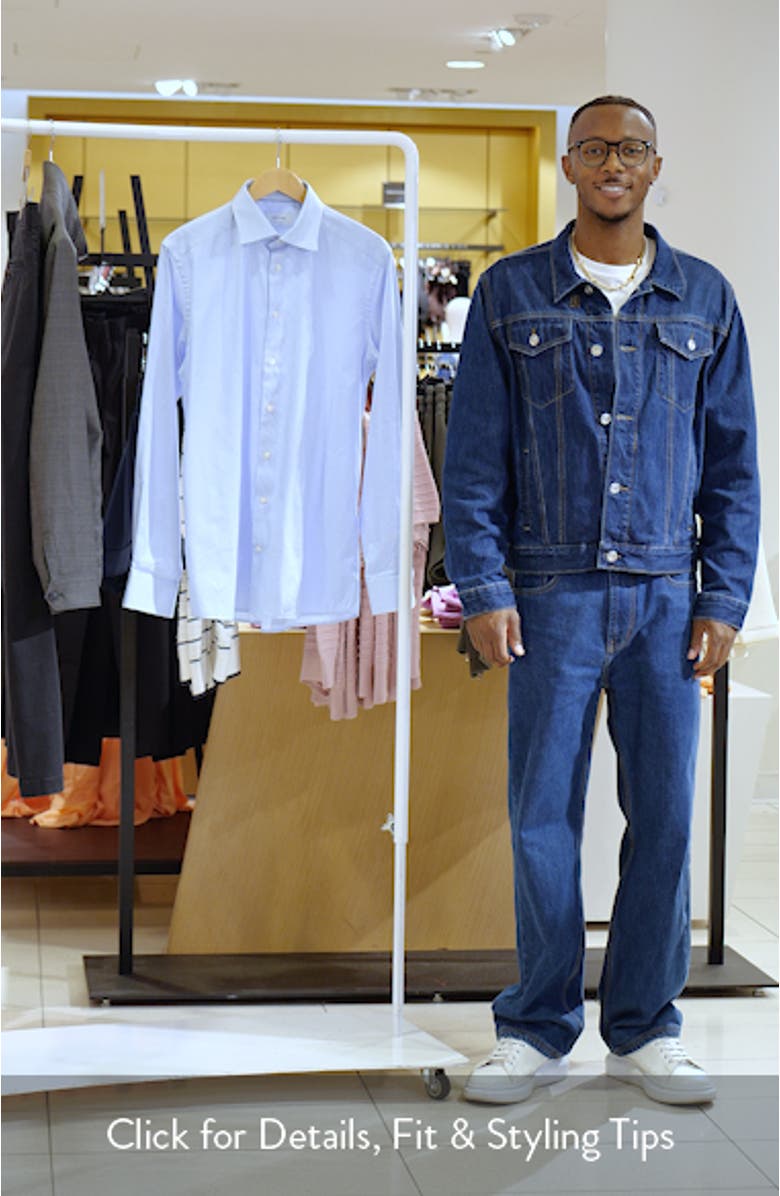 Contemporary Fit Pinstripe Cotton Twill Dress Shirt, sales video thumbnail