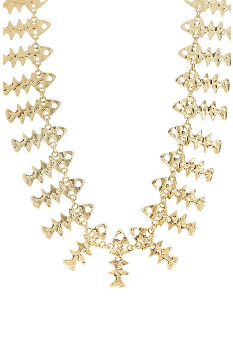 Fish Collar Necklace, Main, color, GOLD