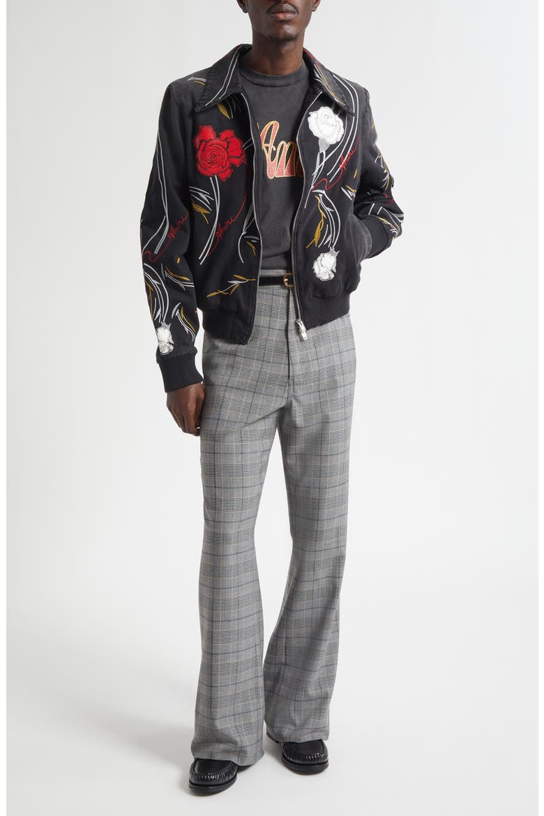 Check Wool Bootcut Pants, Alternate, color, DARK GREY