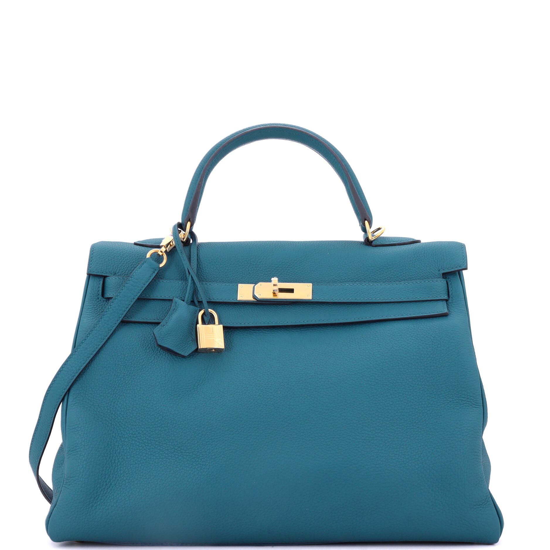 Pre-Owned Hermes Kelly Handbag Blue Togo with Gold Hardware 35, Main, color, Cobalt