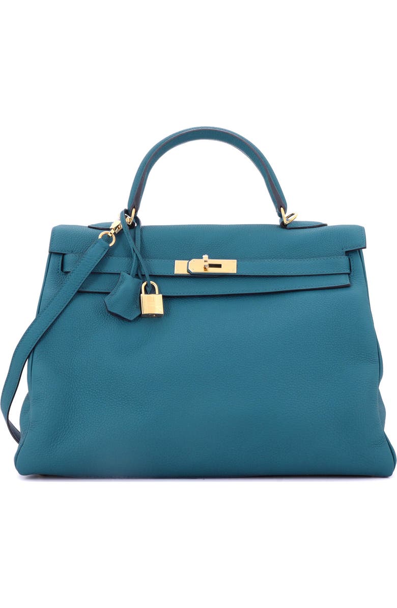 Pre-Owned Hermes Kelly Handbag Blue Togo with Gold Hardware 35, Main, color, Cobalt