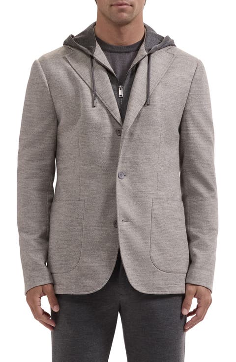 Wool Three Button Blazer with Hood
