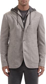 Bugatchi Wool Three Button Blazer with Hood