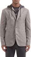 Bugatchi Wool Three Button Blazer with Hood