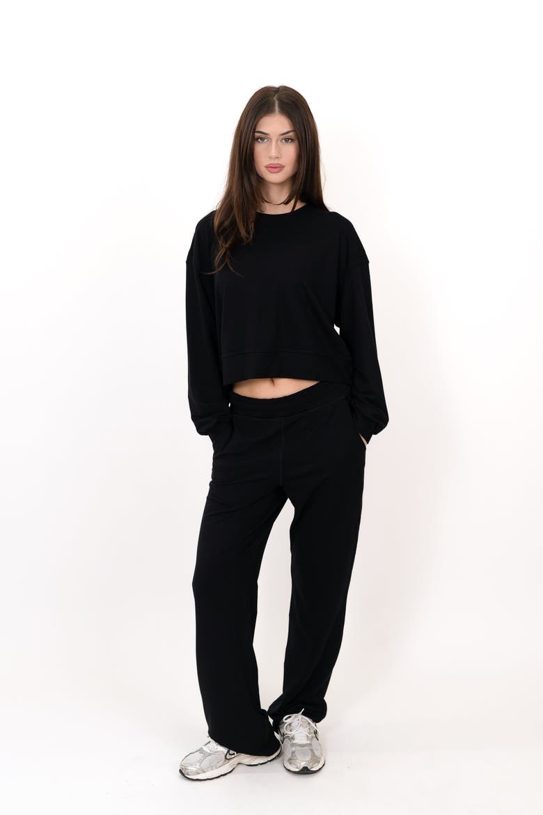 The Solace Wide Leg Sweatpant, Alternate, color, black