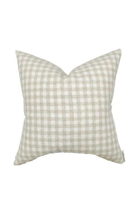 Roe Ivory Tan Gingham Pillow Cover