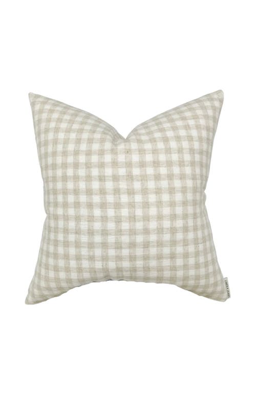 Linen & James Roe Ivory Tan Gingham Pillow Cover In Cream