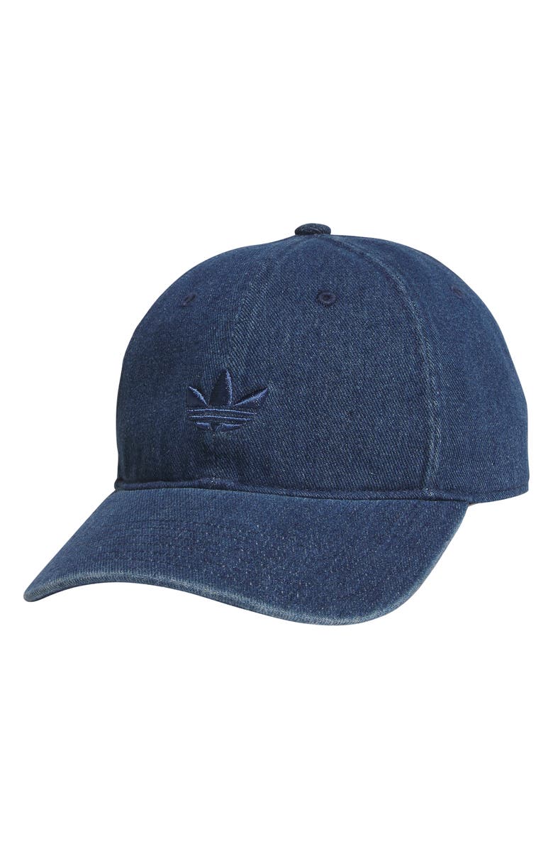 adidas Trefoil Embroidered Denim Baseball Cap, Main, color, Medium Blue Denim/ Blue