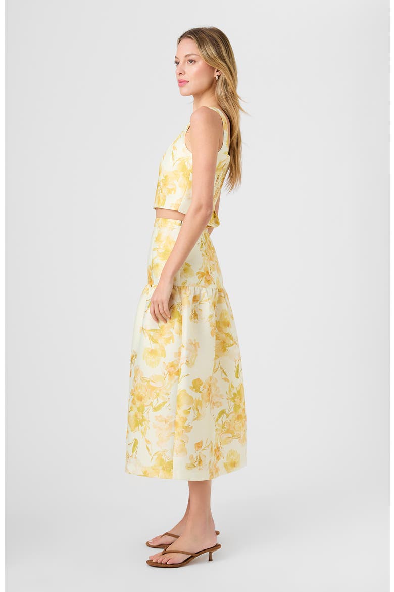 Sophie Floral Sleeveless Taffeta Crop Top, Alternate, color, DAISY YELLOW SOPHIE FLOWER