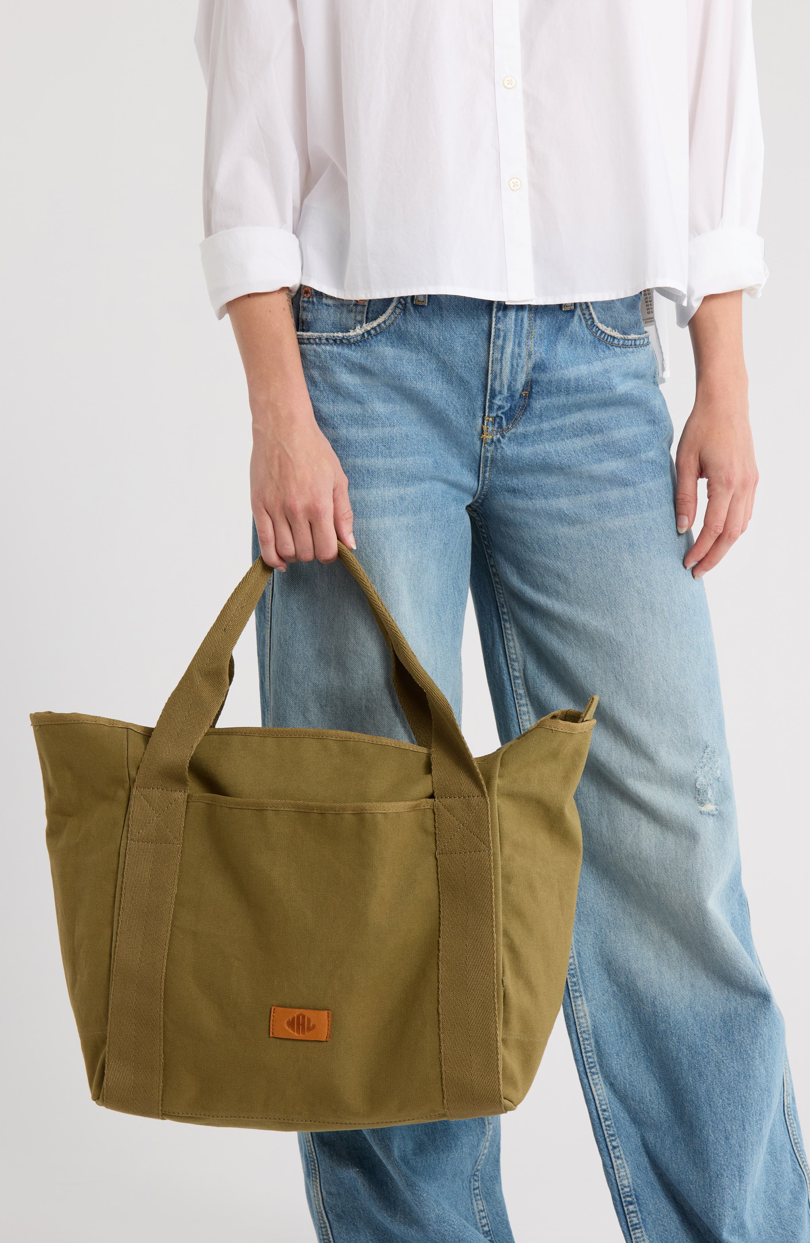 New Amsterdam Leatherworks Liliana Canvas Tote Bag, Alternate, color, Olive