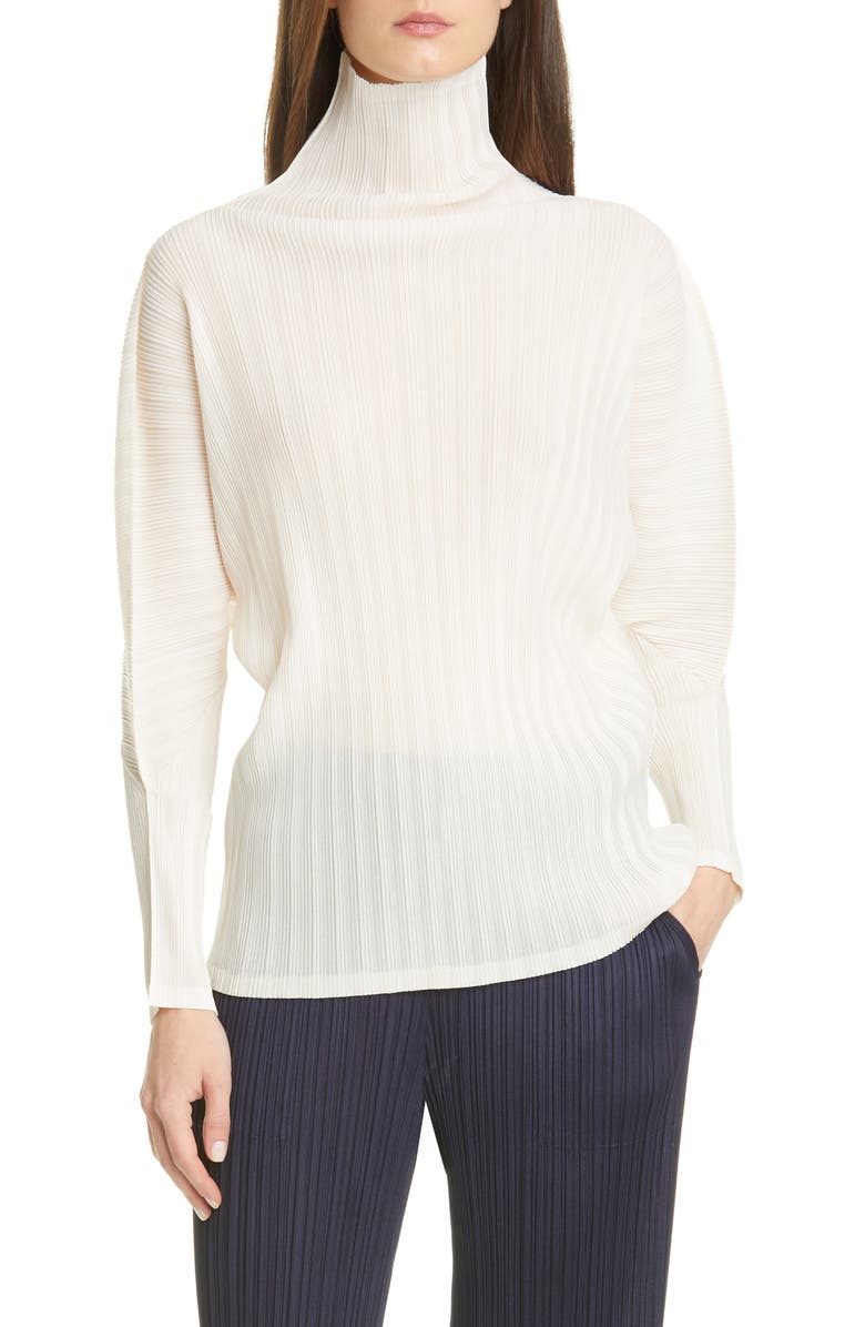 Pleats Please Issey Miyake Pleated Turtleneck Top, Main, color,