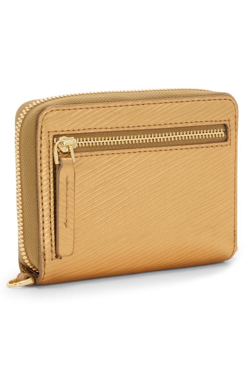 TUMI Belden Trifold Leather Zip Wallet, Alternate, color, Gold