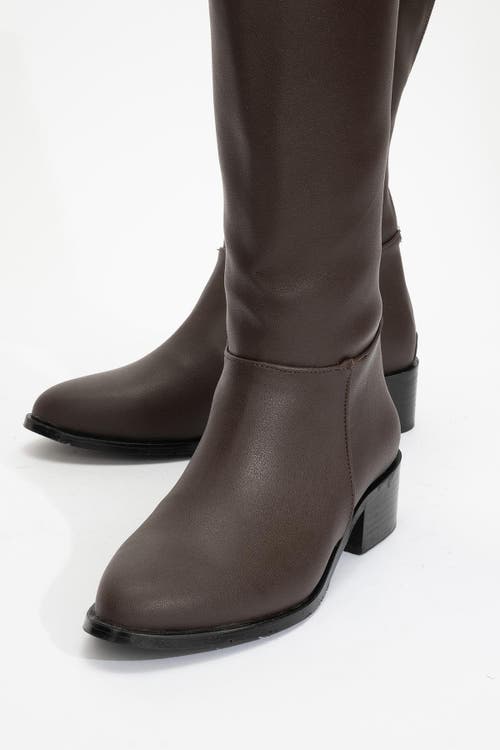 Prologue Shoes Svetlo Back Zip Knee High Boot In Brown