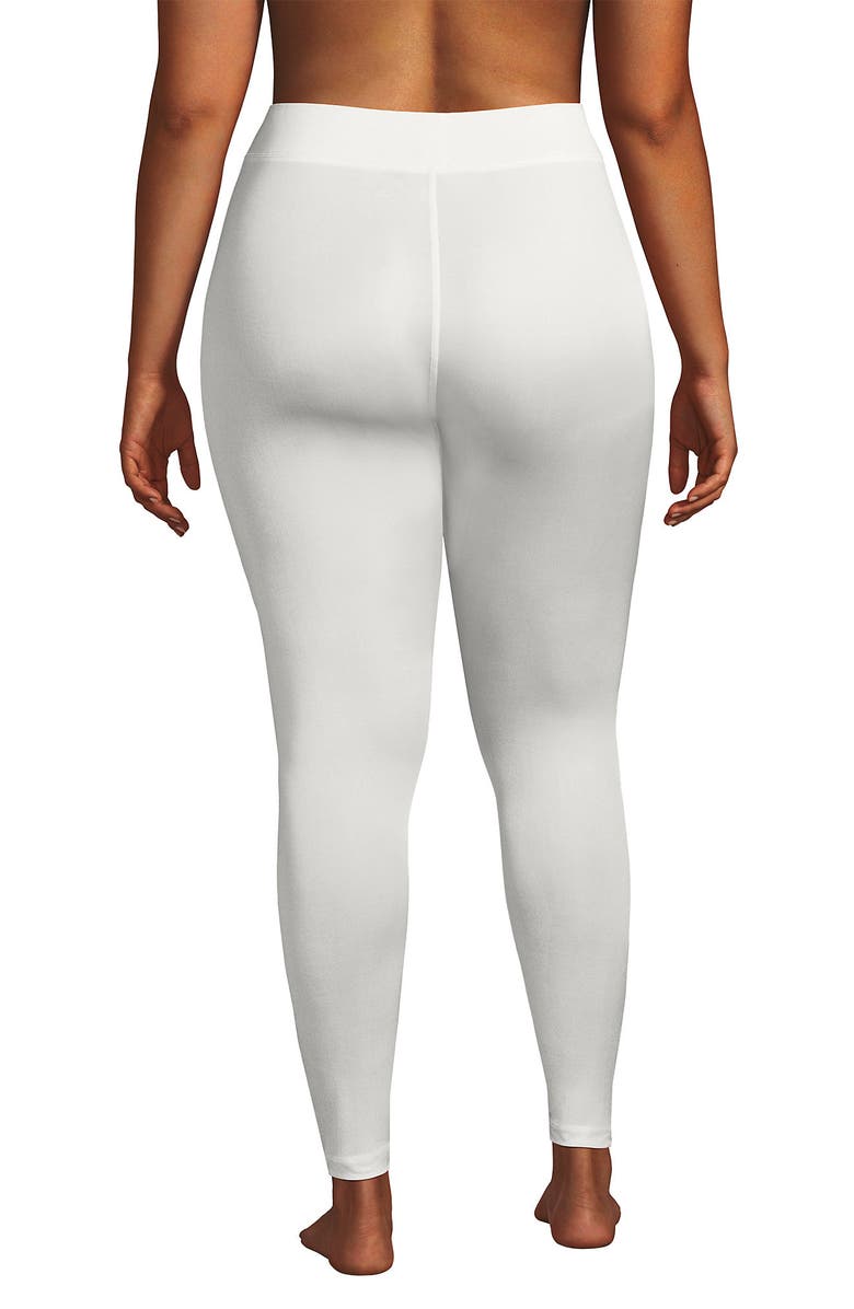 Lands' End Silk Interlock Long Underwear Leggings Pants, Alternate, color, Ivory