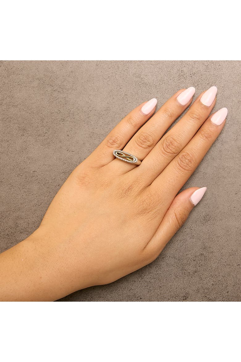 14K Yellow Gold Plated Sterling Silver Diamond Accent Infinity Ring, Alternate, color, Yellow Gold over Silver