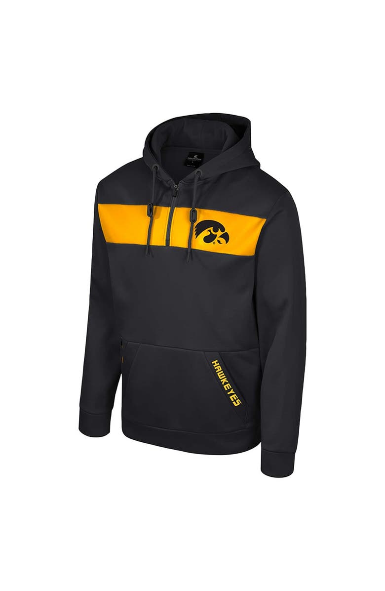 COLOSSEUM Men's Colosseum  Black Iowa Hawkeyes Quarter-Zip Hoodie, Alternate, color, 